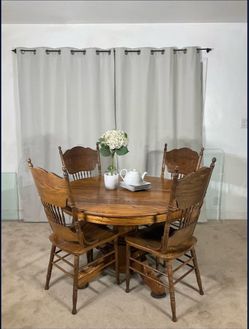 EXTENDABLE Dining Table with 6 Chairs SOLID OAK