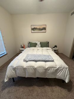 Queen sized bed frame and mattress