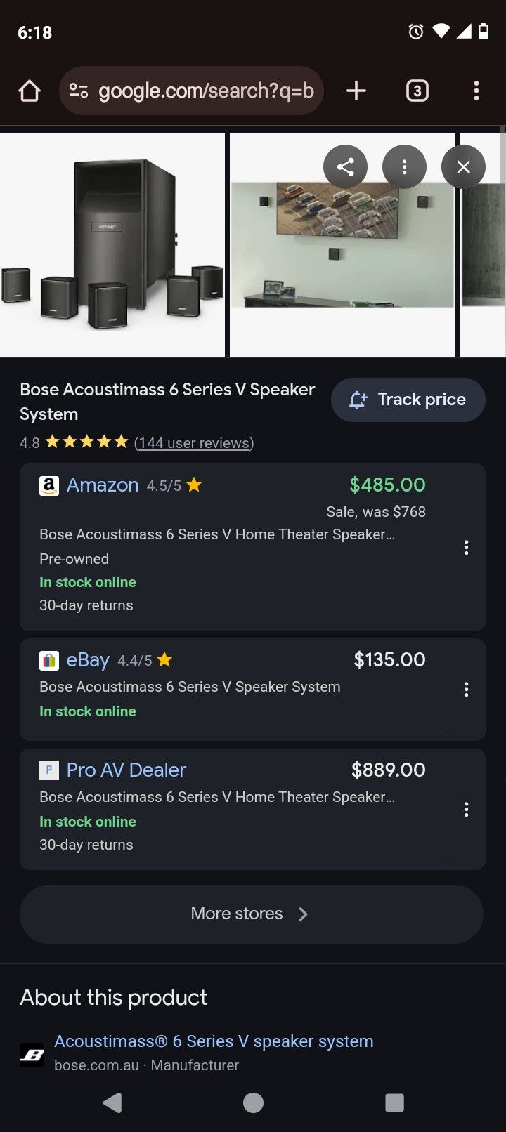 Bose Acoustimass 6 ii 15$