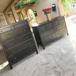 2 Black IKEA Hemnes Dressers 
