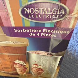 Nostalgia 4-Quart Swirl Cone Ice Cream Maker, Chocolate Brown