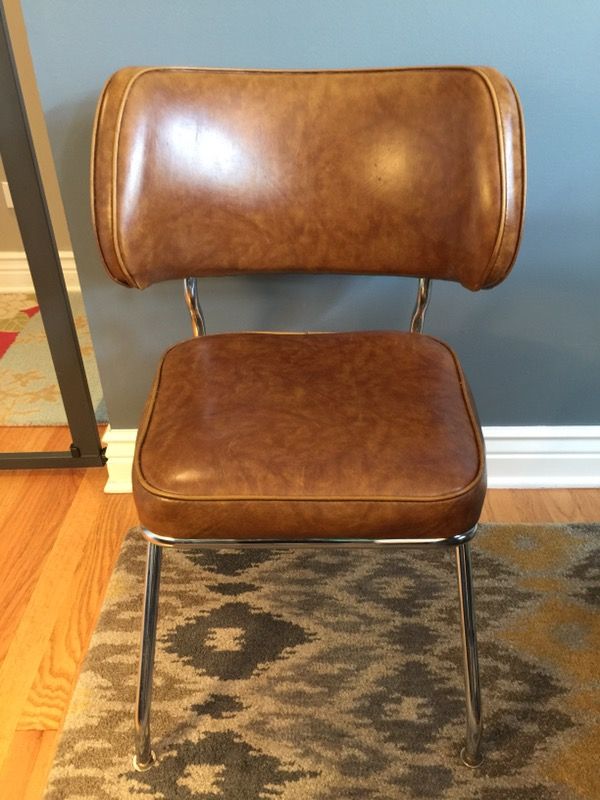 B. Brody MCM Vinyl/Chrome Dining Chairs (4)