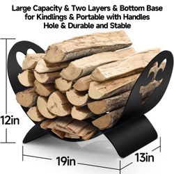 Firewood Rack Indoor Carrier Metal Fireplace Log Holder Basket Outdoor  Wrought Iron Fireset Wood Holders Stove Stacking Rack Storage （X002JCCT2Z）  for Sale in Chino, CA - OfferUp