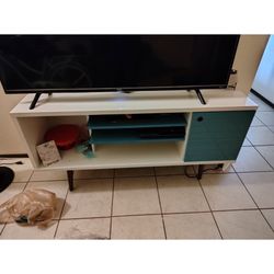 White And Teal Entertainment Center 