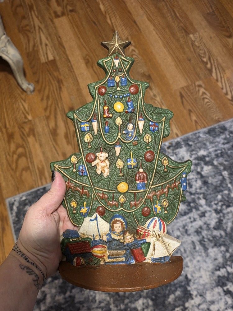 Vintage Cast Iron Door Stopper Christmas