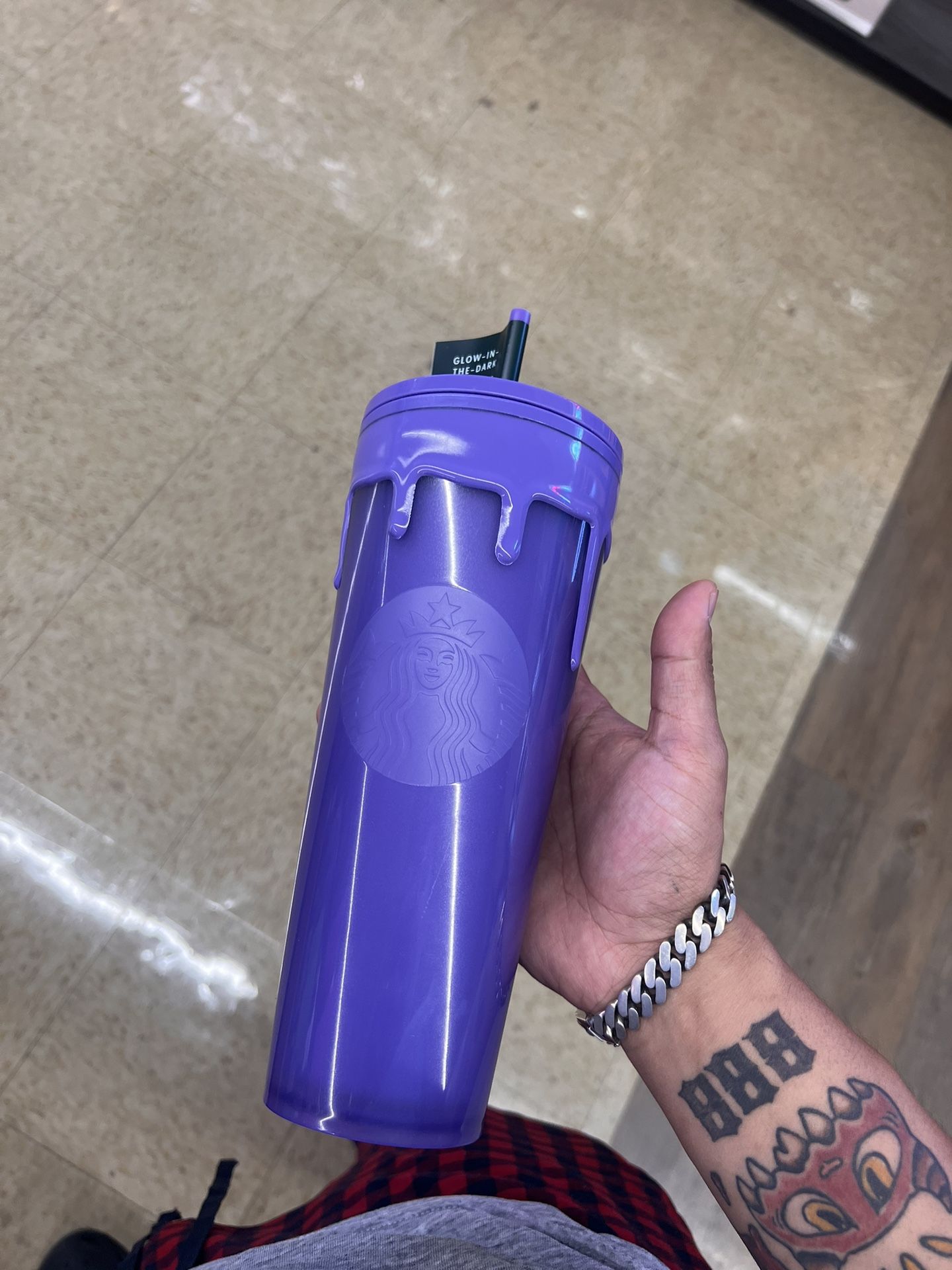 Starbucks purple Slime Glows!
