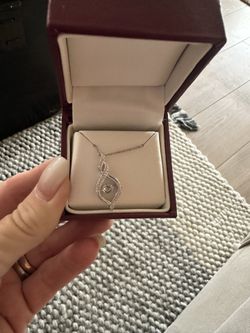 Sterling Silver Necklace With Lab Created Diamonds 