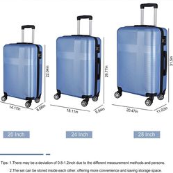 Suitcase, Carry On Hardside Luggage with Retractable Pole and Spinner Wheels Suitcase Set 3 Piece with TSA Lock and Built-in Compression Straps for Tr