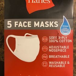 New Hanes 5 Pack Face Masks