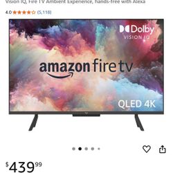 Amazon Fire TV 43" Omni QLED Series 4K UHD smart TV, Dolby Vision IQ, Fire TV Ambient 