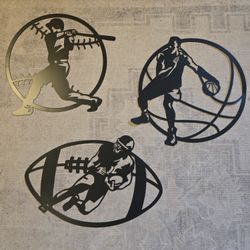 Metal Wall Art (Sports - Football, Baseball, Basketball)