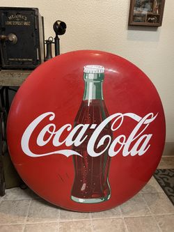Vintage Original 36” Porcelain Coca Cola Button Sign