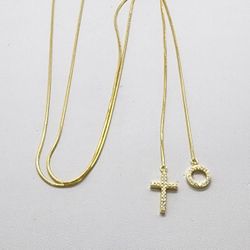 Brand New Sterling Silver 925 Cross & Circle Adjustable Necklace 