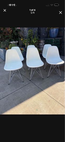 Vintage original silver base white dinner chairs only four left