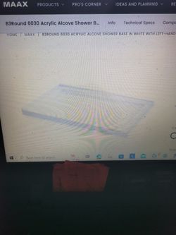 New MAAX 6030 Acrylic Alcove Shower Right Hand Drain Base In White 