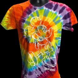 Vintage Disney Parks Mickey Mouse Rainbow T-Shirt - Disneyland Colorful Small