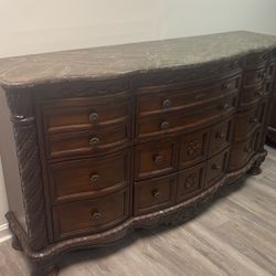 Brown Dresser With Marble On Top