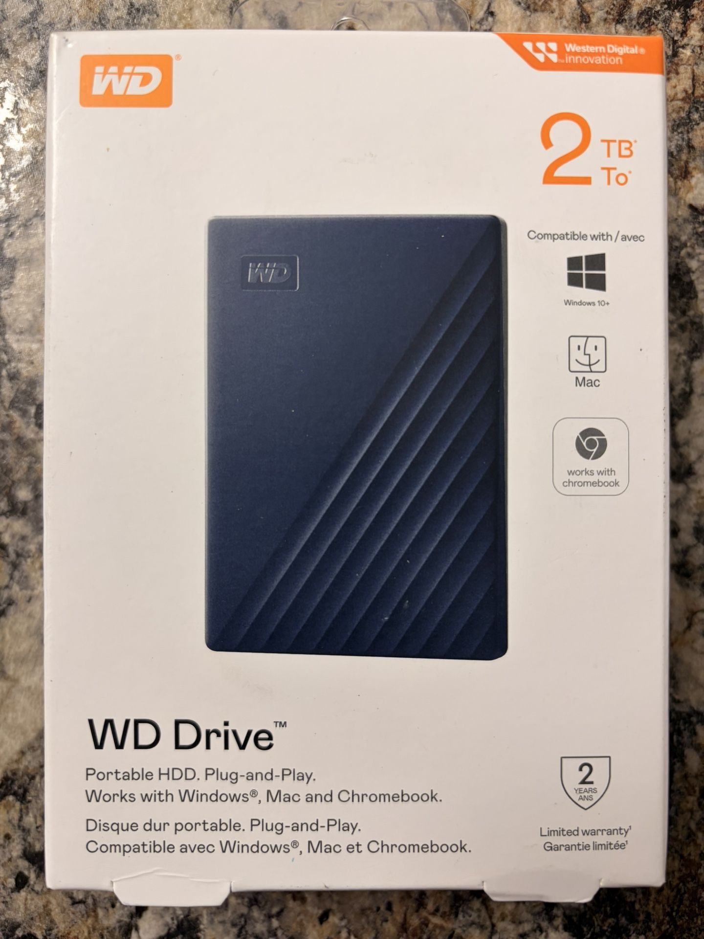 WD drive, 2TB, Navy