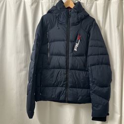 Ralph Lauren RLX Navy Blue Puffer Down Jacket Coat | Size: L