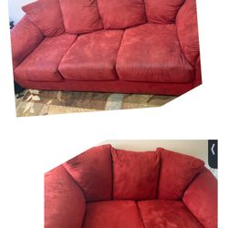Red Sofa Set – 3-Seater + 2-Seater loveseat