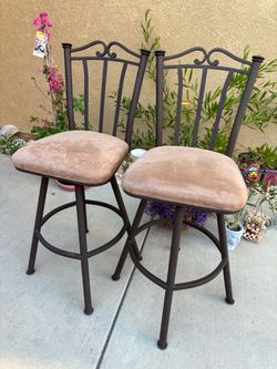Set of 2 Swivel Bar Stools with Back