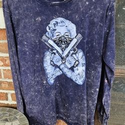 Marilyn Monroe Rhinestone Graphic Long Sleeve T-shirt