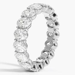 Women's 18K White Gold 3.50 CT Total Weight Oval Diamonds 4.2 GR Eternity Band. (Size: 5.5)