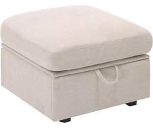 Brand New Beige Storage Ottoman – Lift-Up Hidden Compartment