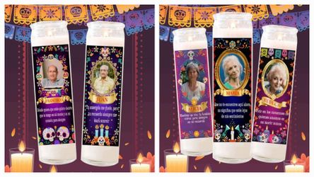 Custom Dia de los Muertos Candles and Garden Flags