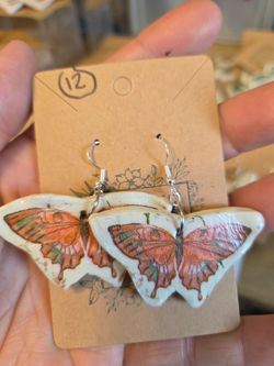 Handmade Clay Orange butterfly earrings