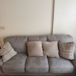 Modern Grey Sofa w/ Pillows – Great Condition