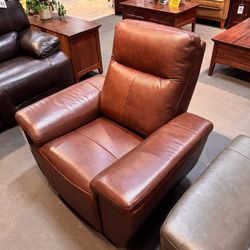 Brown Top Grain Leather Recliner - Providence