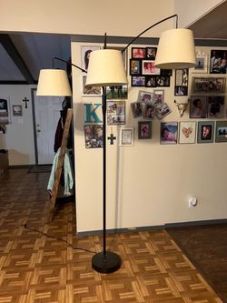 3-Head Arc Floor Lamp with Shades