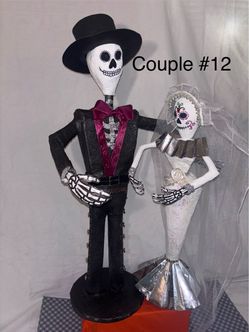 Day of the Dead Skeleton Wedding Couple Figurines
