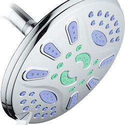 AquaStar Elite High-Pressure 7" Giant 6-setting Luxury Spa Rain Shower Head with Microban Antimicrobial Anti-Clog Jets for More Power & Less Cleaning!