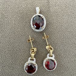 Beautiful Set Gold 14k Garnet 