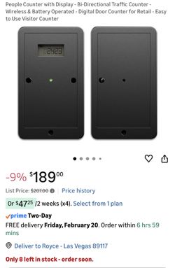 People Counter with Display - BiDirectional Traffic Counter - Wireless & Battery Operated - Digital Door Counter for Retail - Easy to Use Visitor Coun