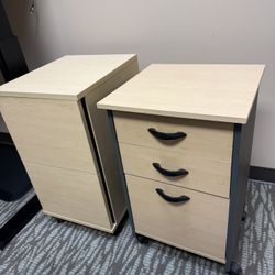 Pair Of Rolling Desk Cabinets
