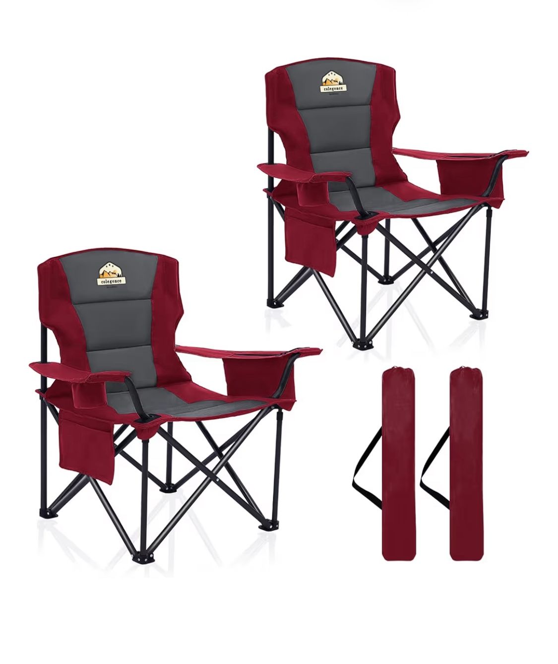 Oversized Camping Chairs 2 Pack - 450lbs Support Heavy Duty Folding Camp Chair