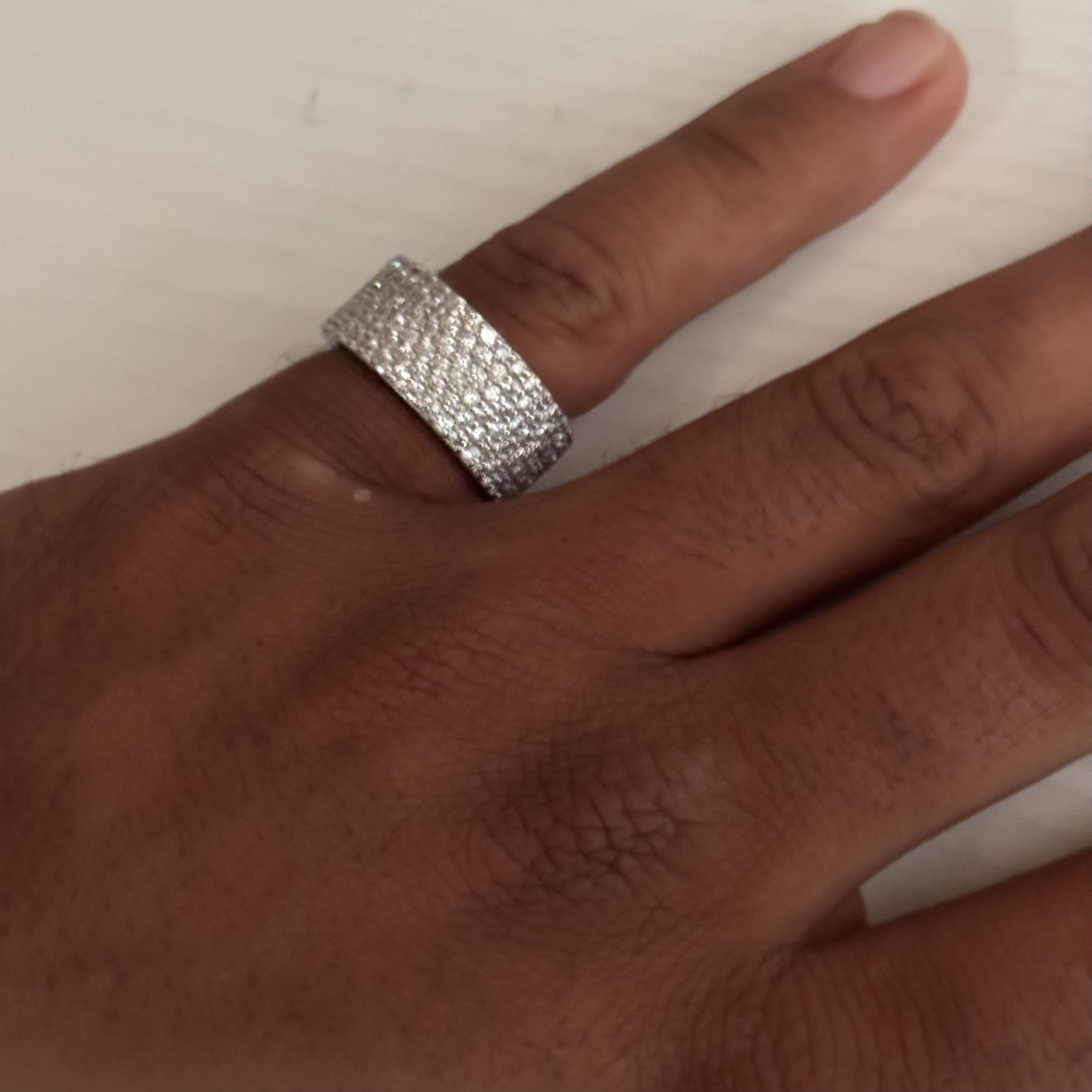 7CTW Moissanite Iced Band Ring – Size 8, 925 Sterling Silver