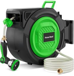 Brand New 1/2 in x 100 ft Heavy Duty Wall-Mounted Hose Reel