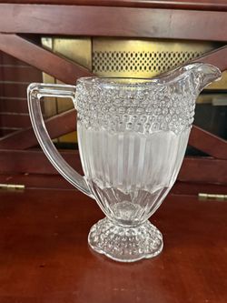 Vintage Clear Glass Hobnail Pitcher