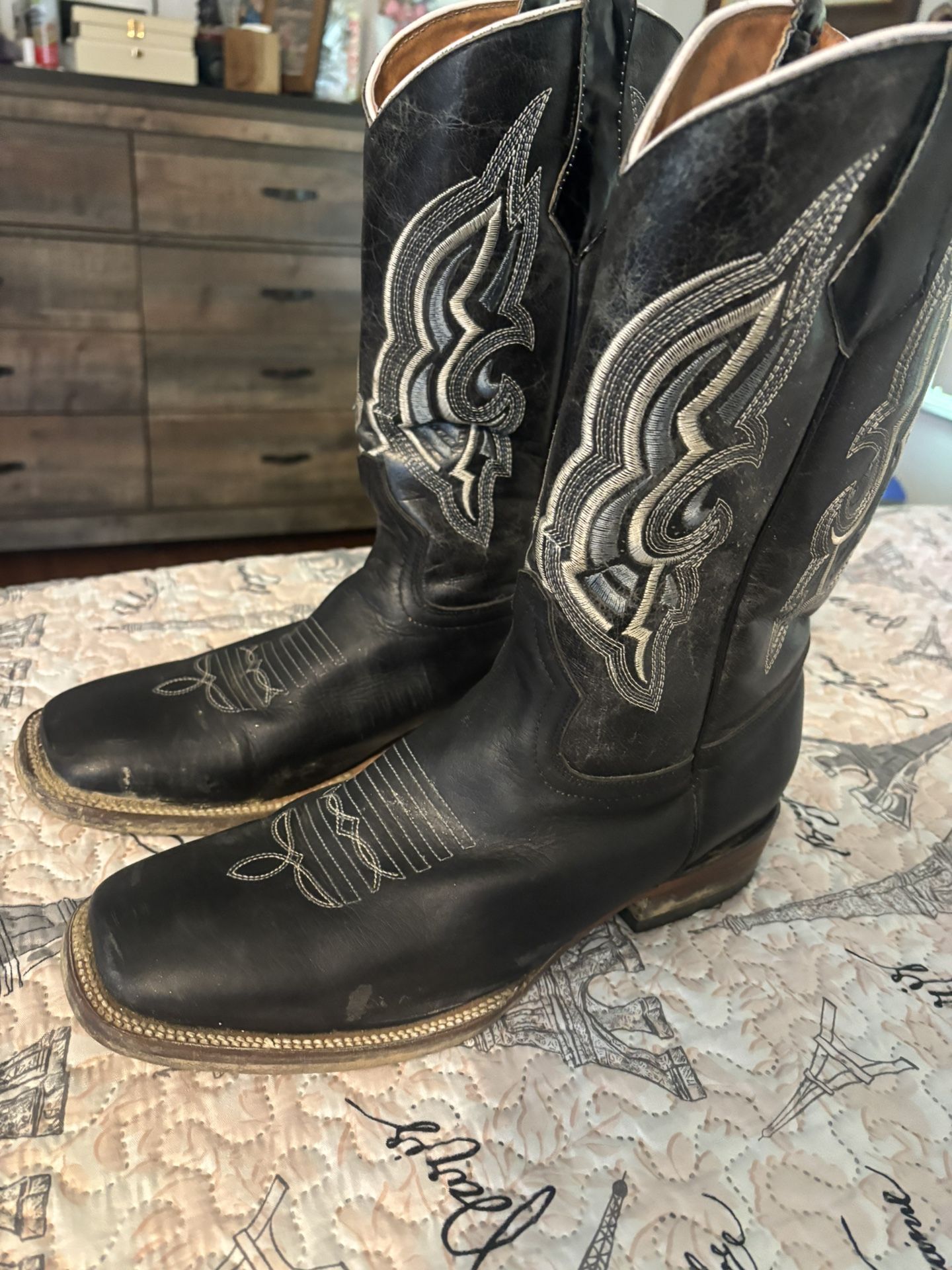 Black Square Toed Boots 