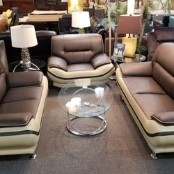Brand New Bonded Leather Modern 3PCs Sofa Set