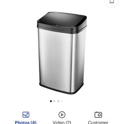 13 Gal. Automatic Trash Can - Stainless Steel