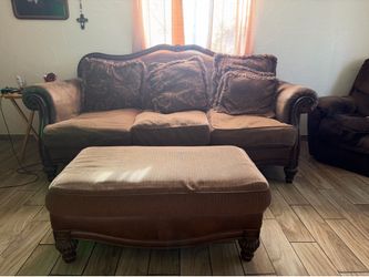 Brown couches with extra sofa chair