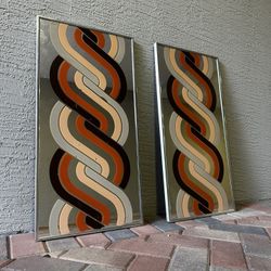 Vintage Mid Century 70s Space Age Op Art Turner Wall Accent Mirror Set 