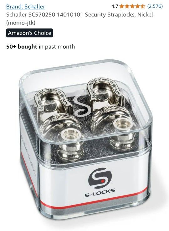 Schaller Guitar Bass Strap Lock Security Straplocks Nickel