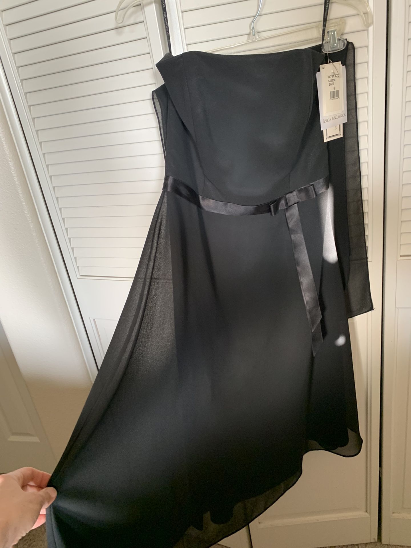 Jessica McClintock Strapless Black Dress Size 8