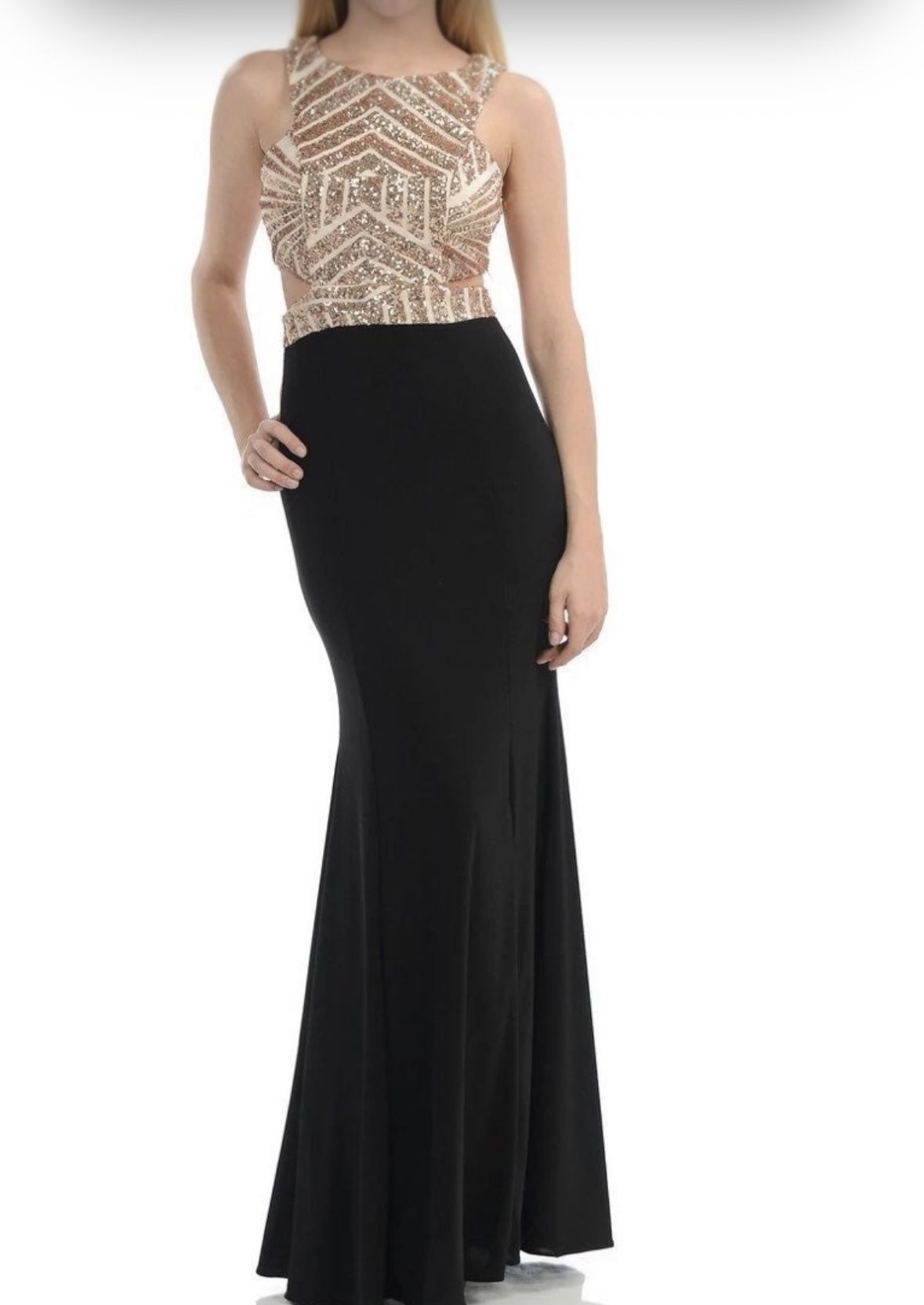 Lenovia - 5146 Geometric Sequined Halter Sheath Dress